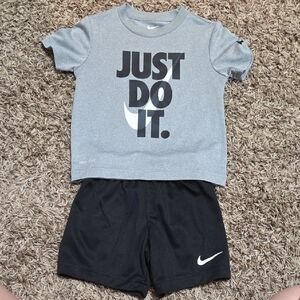 Nike Gray and Black Kids' Activewear Set